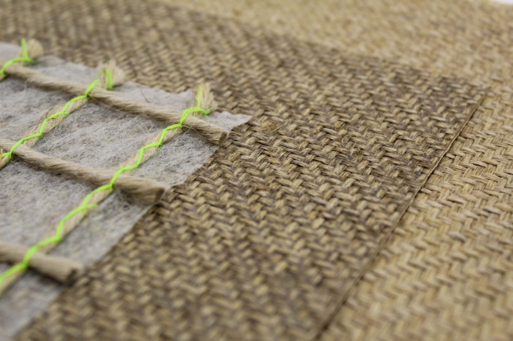 Photo showing Evopreg® ampliTex™ natural fibre (flax) prepregs with powerRibs™ reinforcement grid